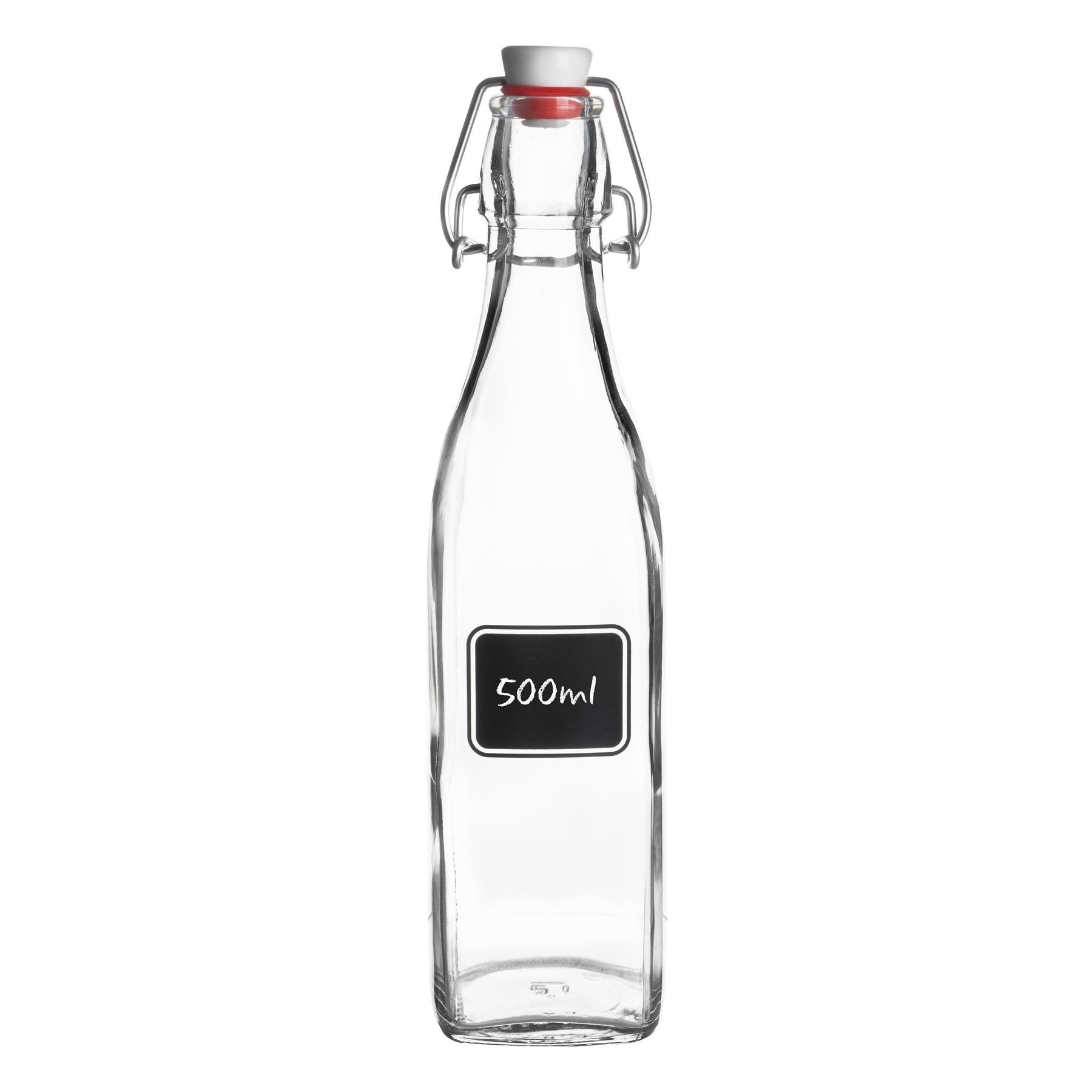 500ml Air tight Lavagna Glass Swing Bottle with Chalkboard Label