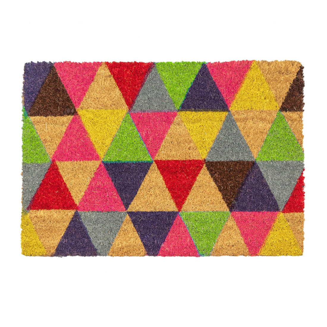 90cm x 60cm Multicoloured Triangles Coir Door Mat