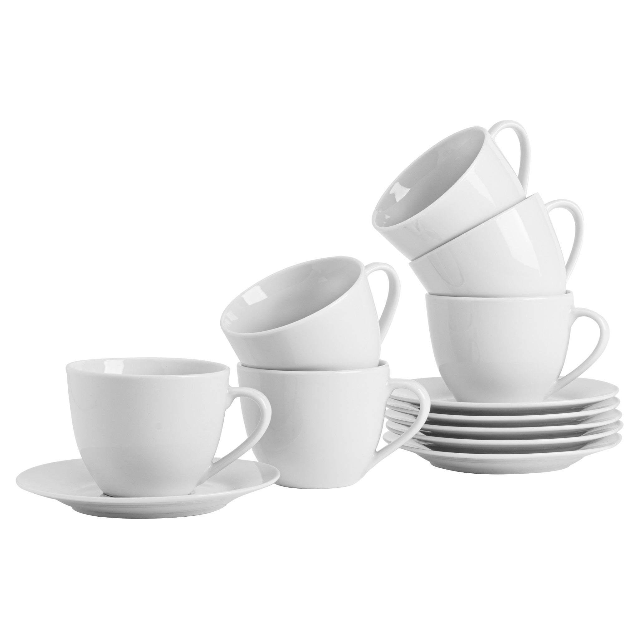 320ml White China Cappuccino Cups & Saucers - 6 Sets - By Argon ...