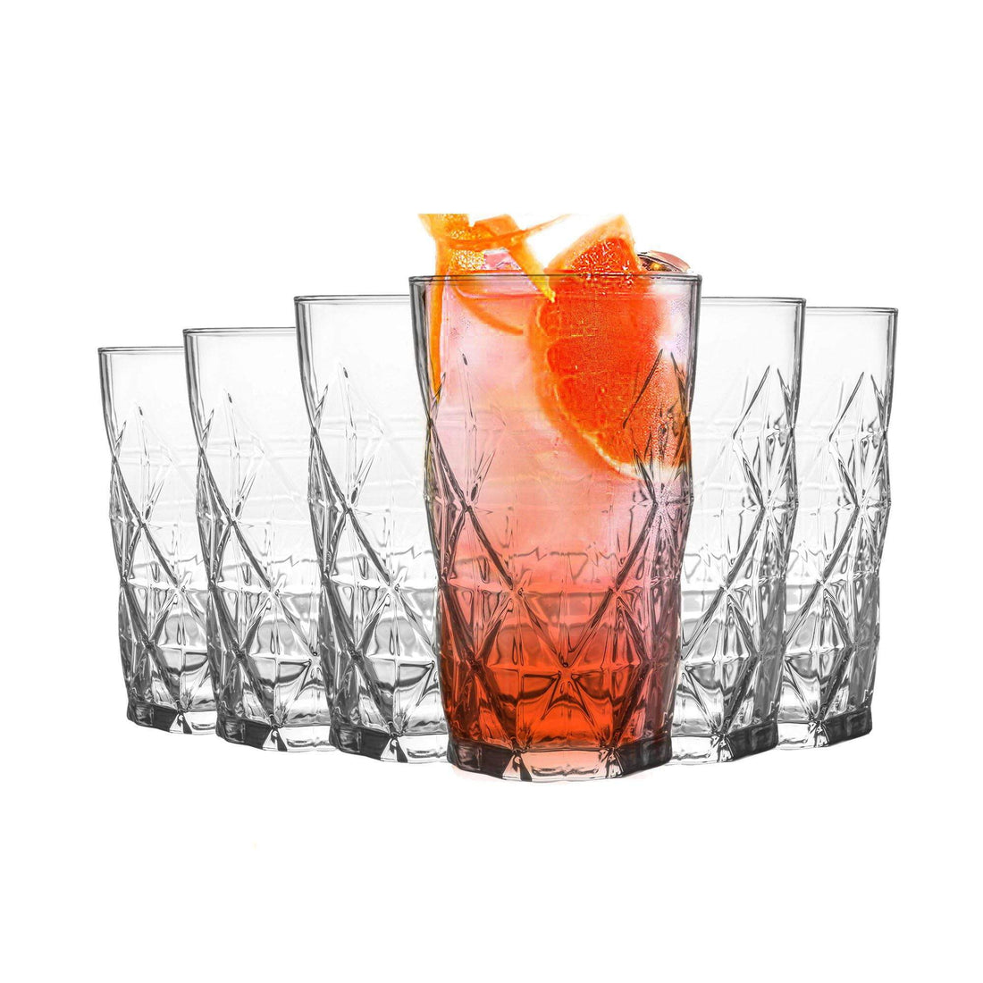 LAV 6 Piece Keops Art Deco Highball Glasses Set - 460ml