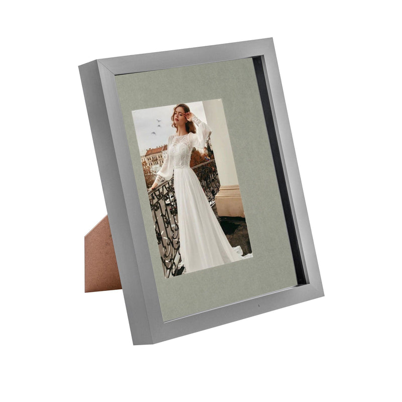 8" x 10" Grey 3D Box Photo Frame - with 4" x 6" Mount - By Nicola Spring