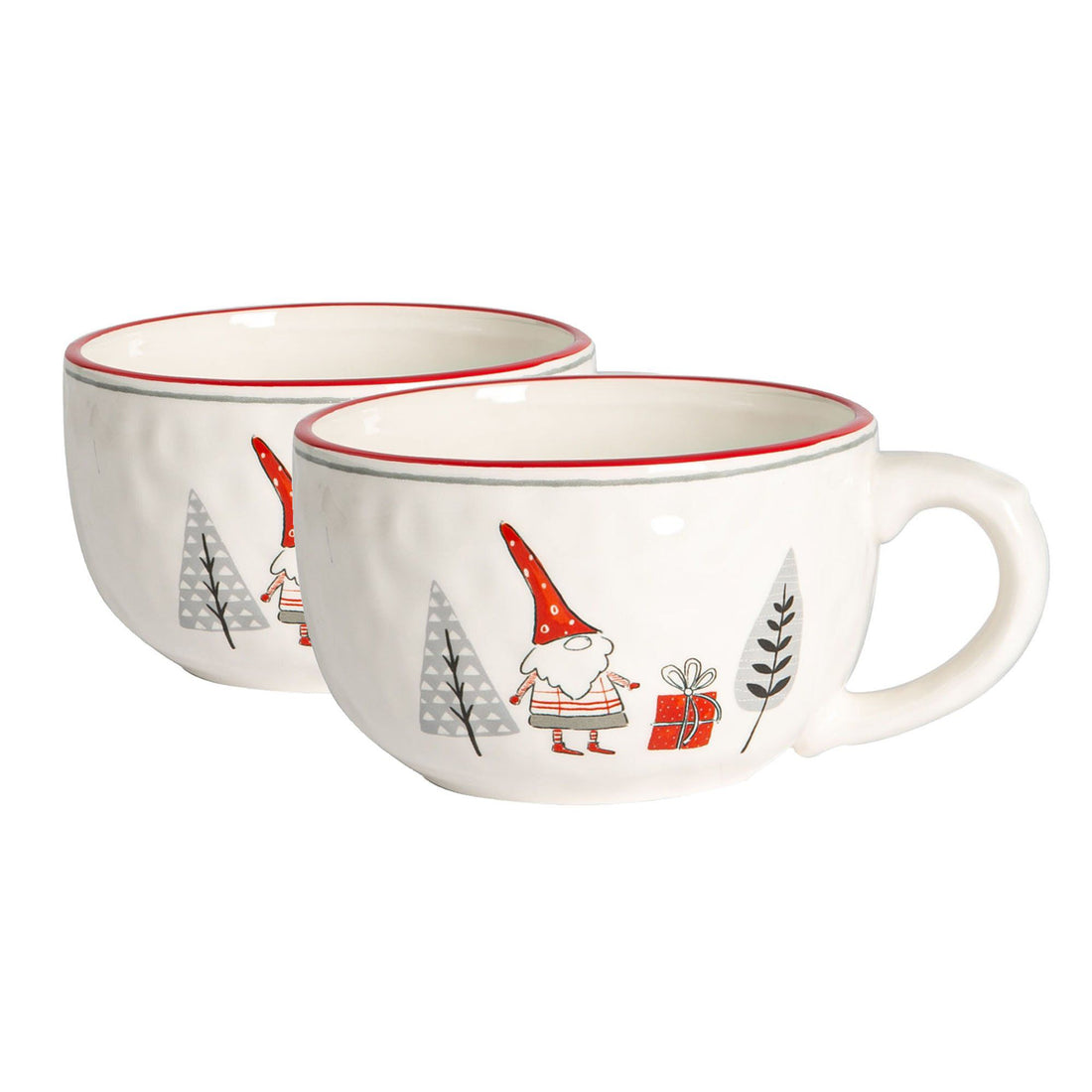 Nicola Spring 2 Piece Christmas Cappuccino Cup Set - 500ml - Patchwork