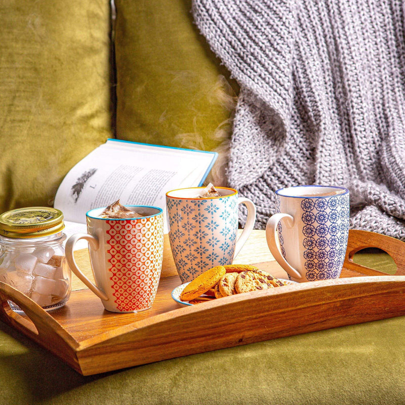 Set of 4 Red Enamel Mugs 360ml Vintage Style Tea Water Coffee Tin