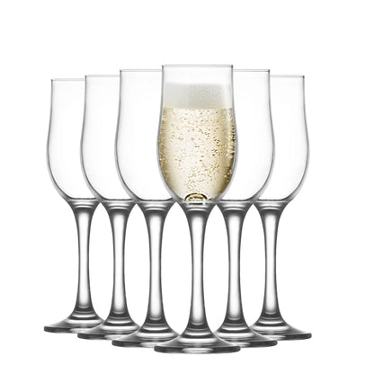 LAV 6 Piece Nevakar Glass Champagne Tulips Set - 195ml