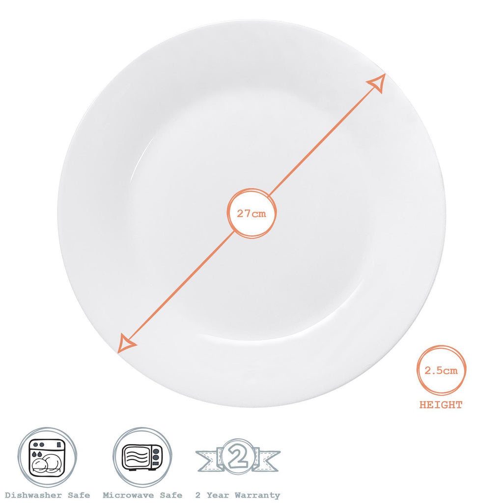 27cm White China Dinner Plates - Pack of Six - By Argon Tableware ...