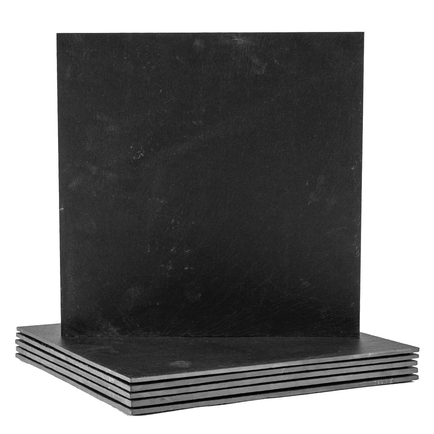 33cm Black Square Linea Slate Placemats - Pack of Six