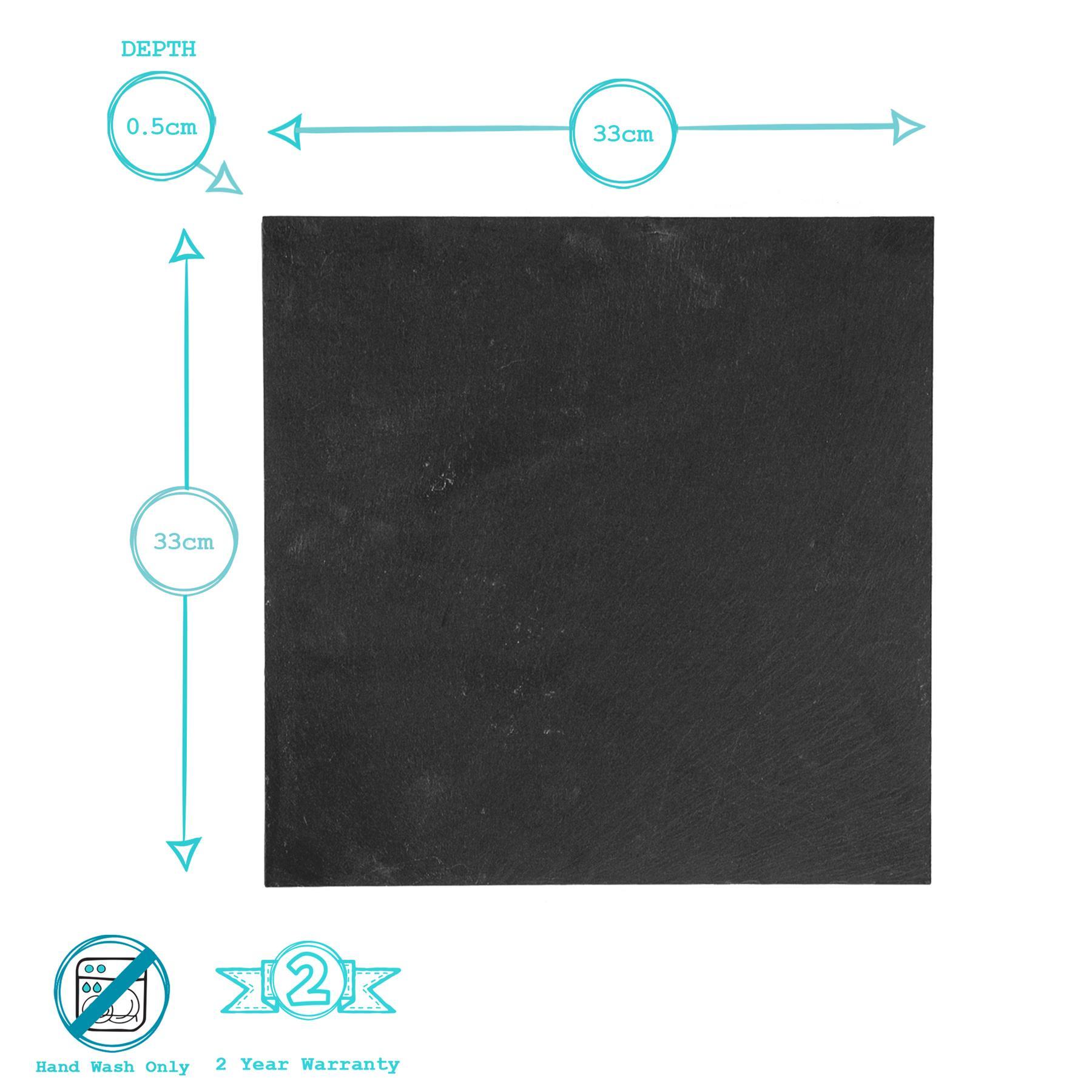 33cm Black Square Linea Slate Placemats - Pack of Six