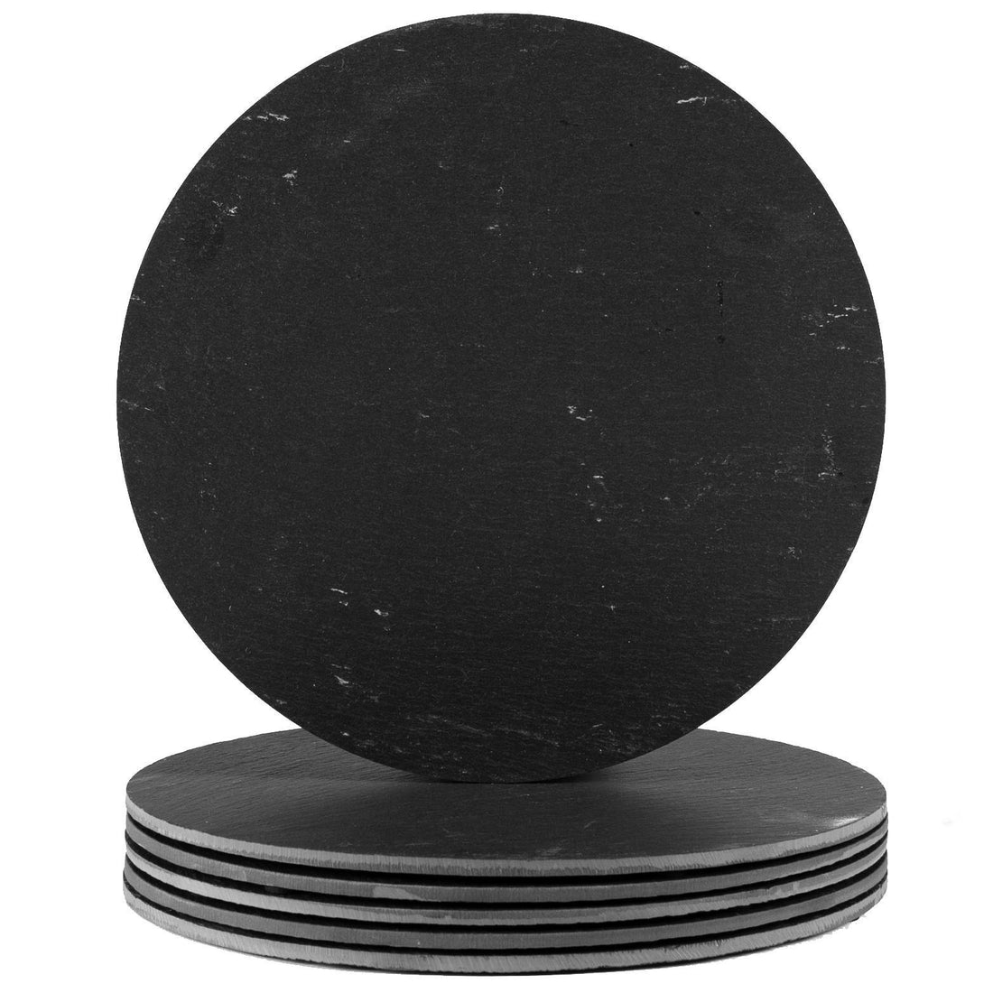 30cm Black Round Linea Slate Placemats - Pack of Six