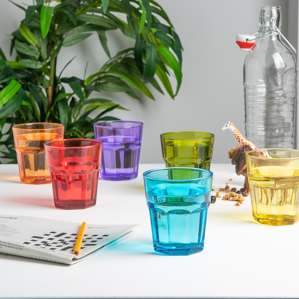 305ml Coloured Water Glasses Pack of Six By Rink Drink