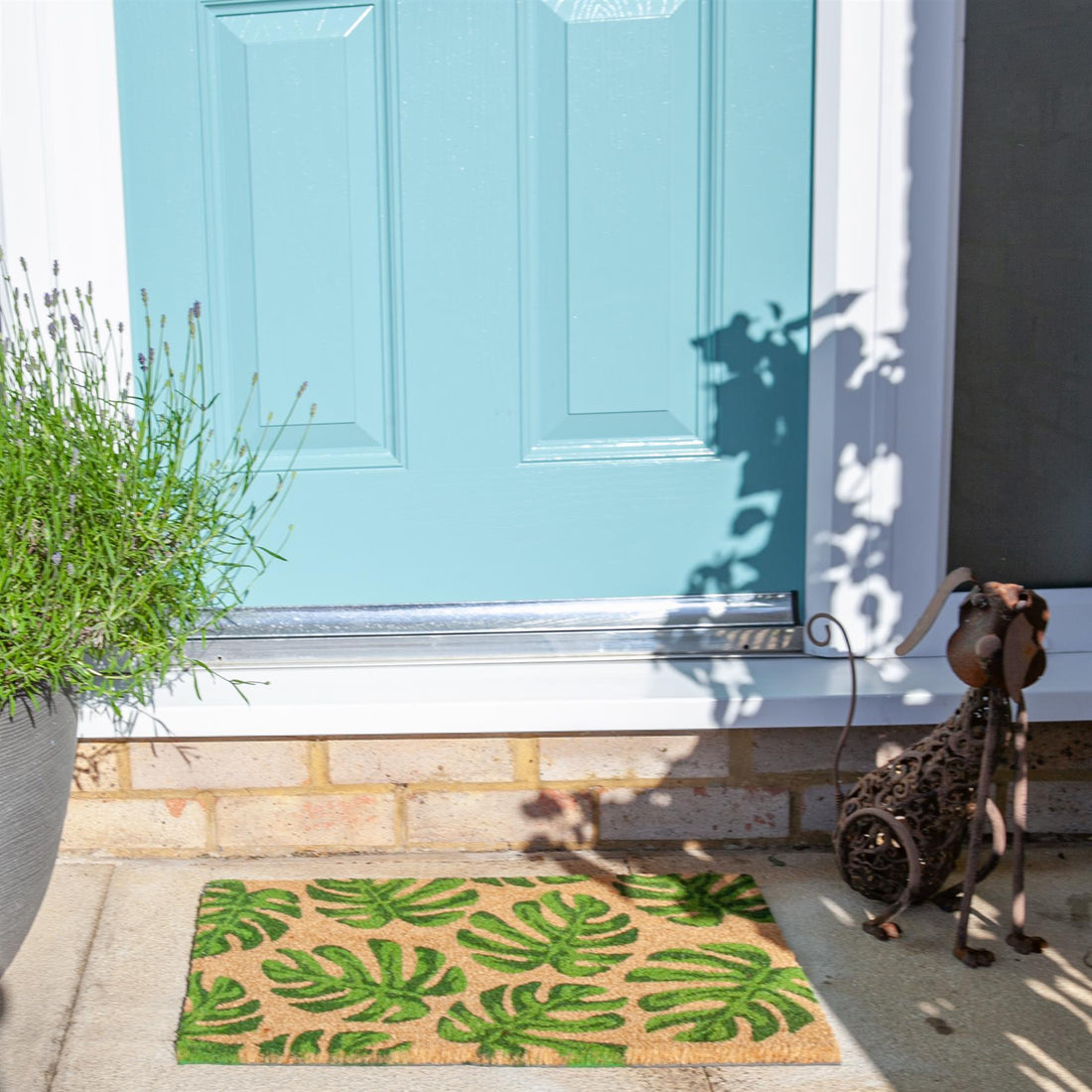 90cm x 60cm Green Banana Leaf Coir Door Mat